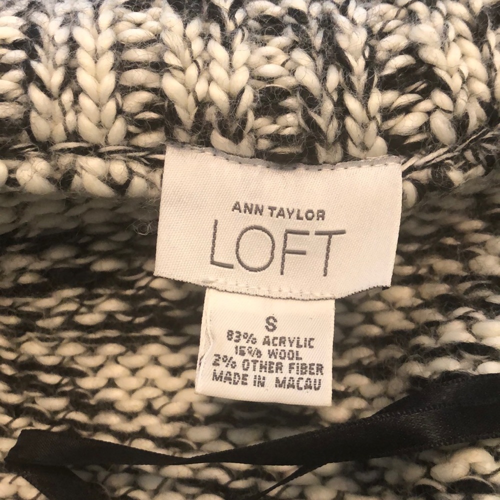 ANN TAYLOR LOFT EUC BLK&WH MARLED CHUNKY CARDIGAN - Picture 9 of 16